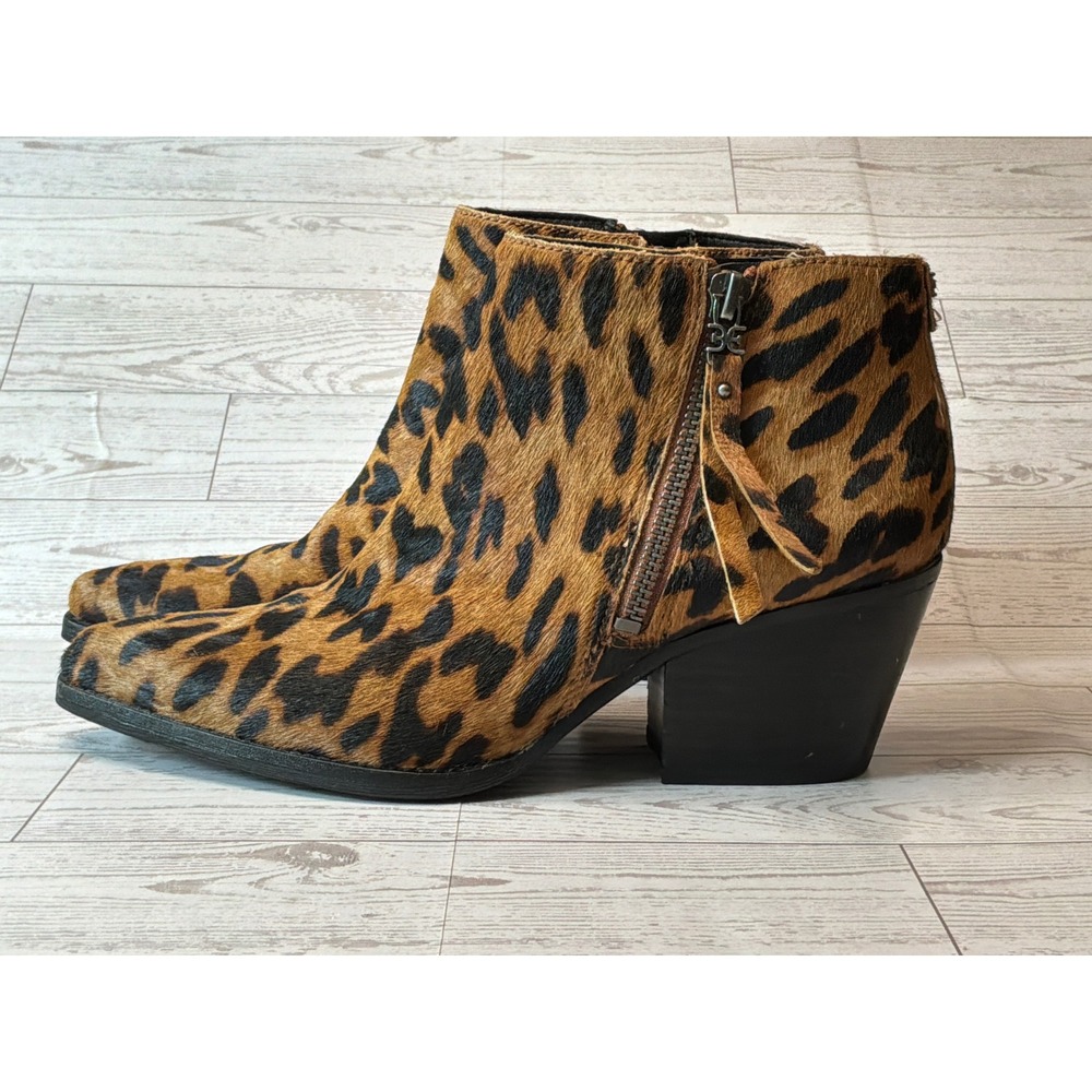 Sam Edelman Walden Booties Women 6M Brown Leopard Calf Hair Mob Wife Western